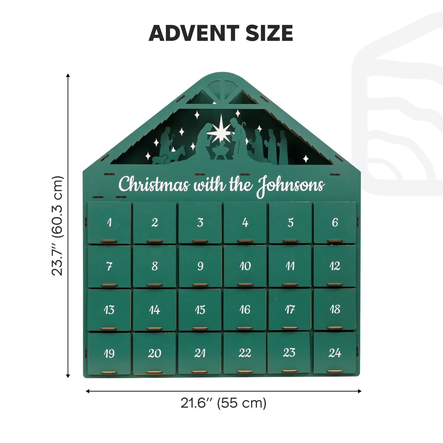 Christmas Advent Calendar - Green - Renee Lane Company