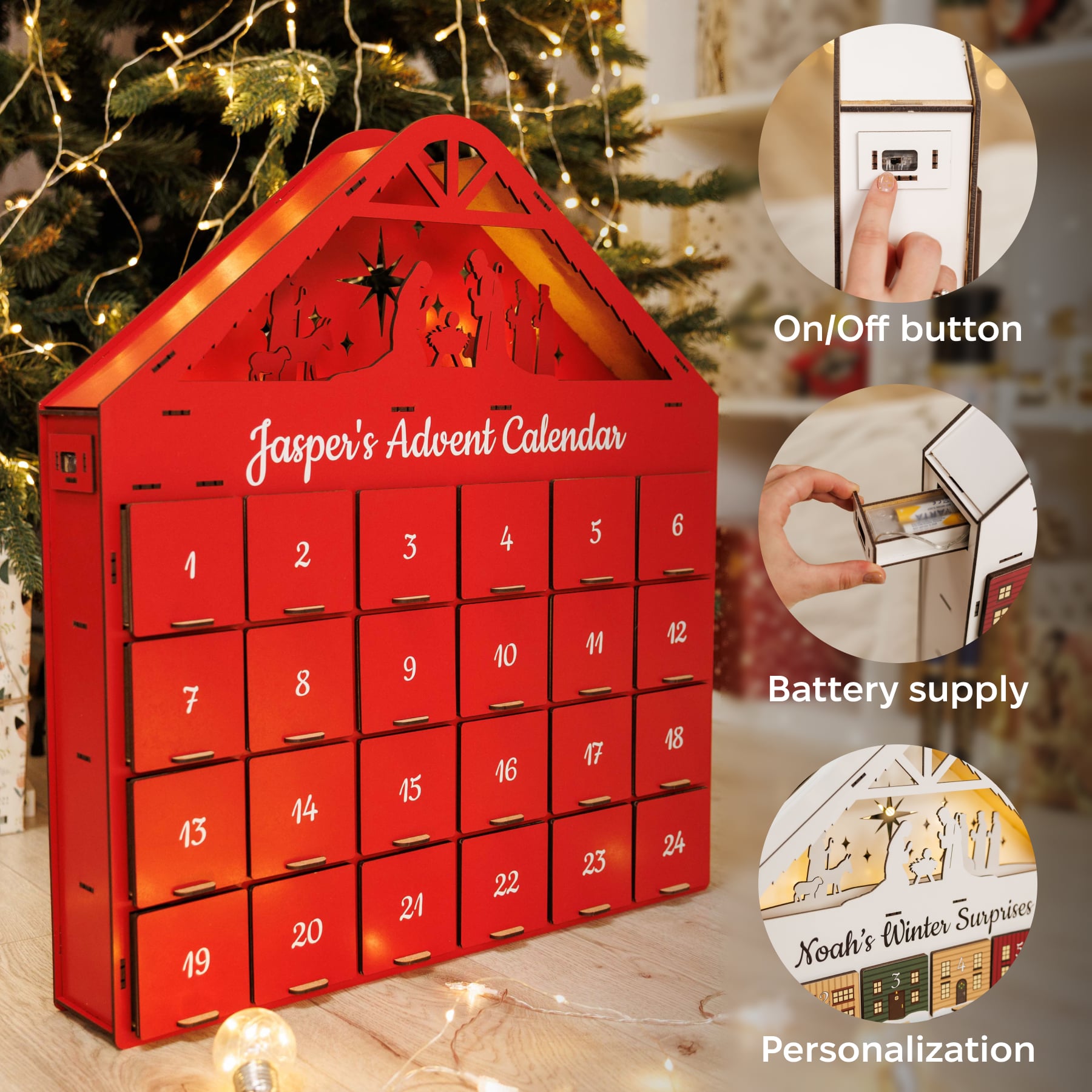 Christmas Advent Calendar - Red - Renee Lane Company