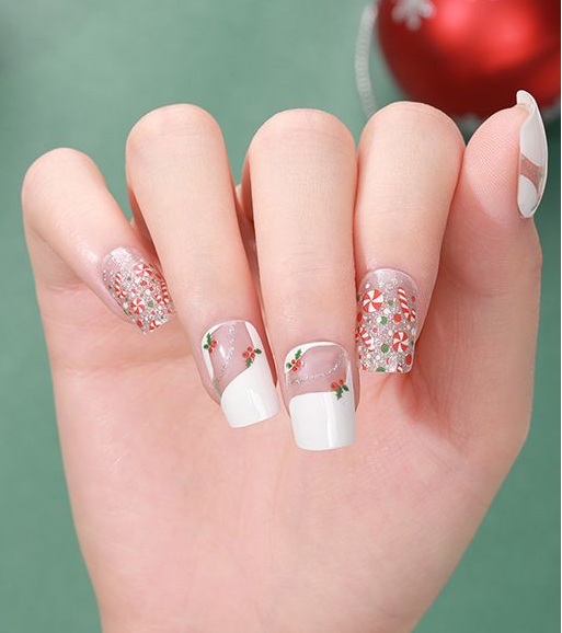 Christmas Mistletoe Gel Nails - Renee Lane Company