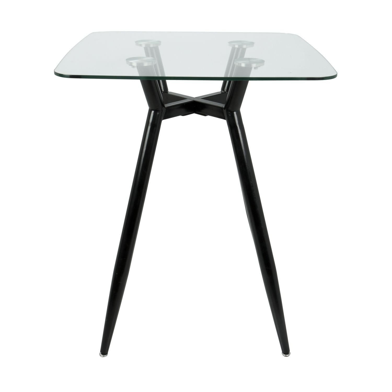 Clara Mid-Century Modern Square Counter Table with Black Metal Legs and Clear Glass Top by - Renee Lane Company