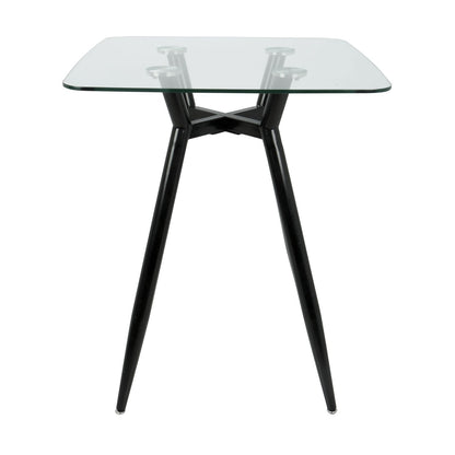 Clara Mid-Century Modern Square Counter Table with Black Metal Legs and Clear Glass Top by - Renee Lane Company