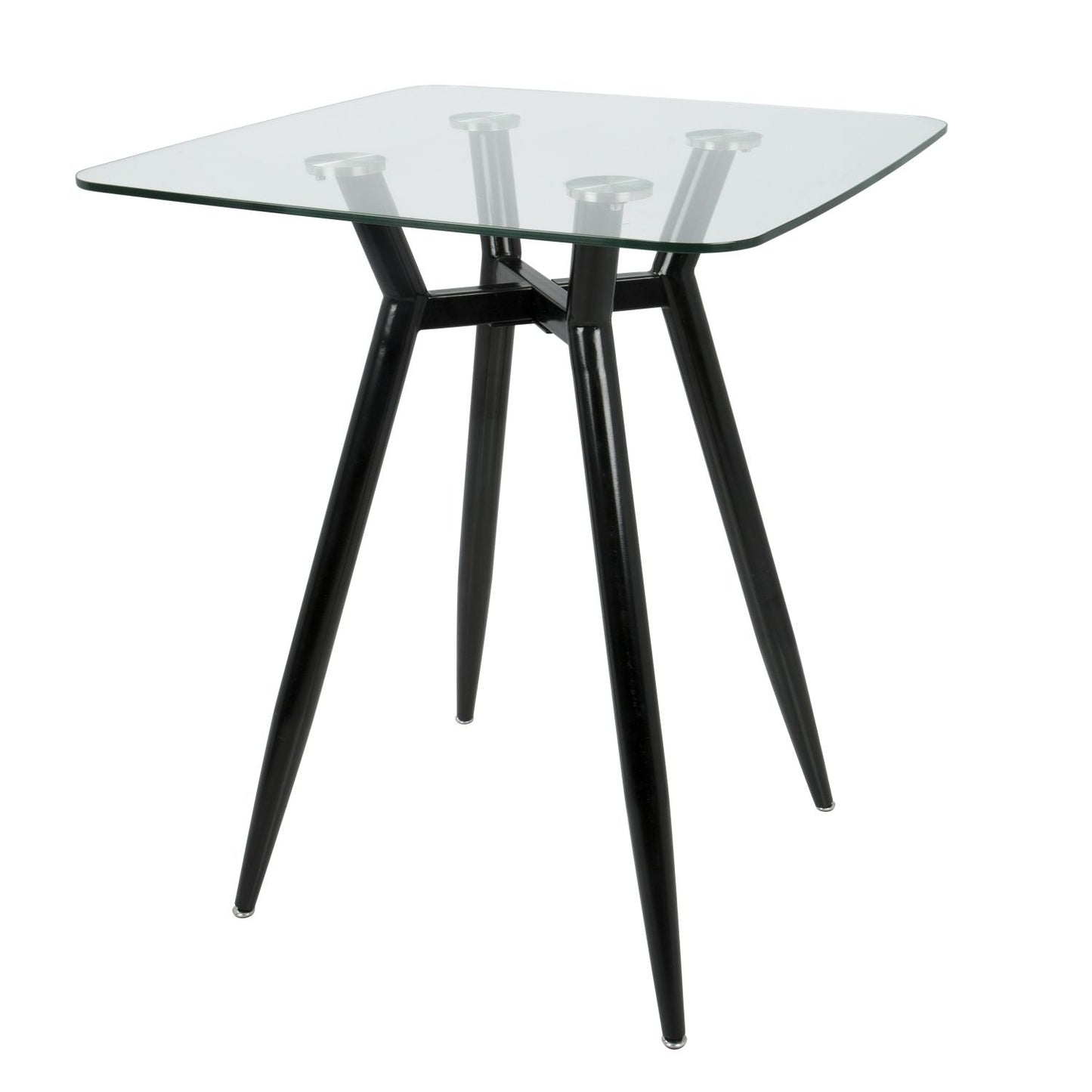 Clara Mid-Century Modern Square Counter Table with Black Metal Legs and Clear Glass Top by - Renee Lane Company