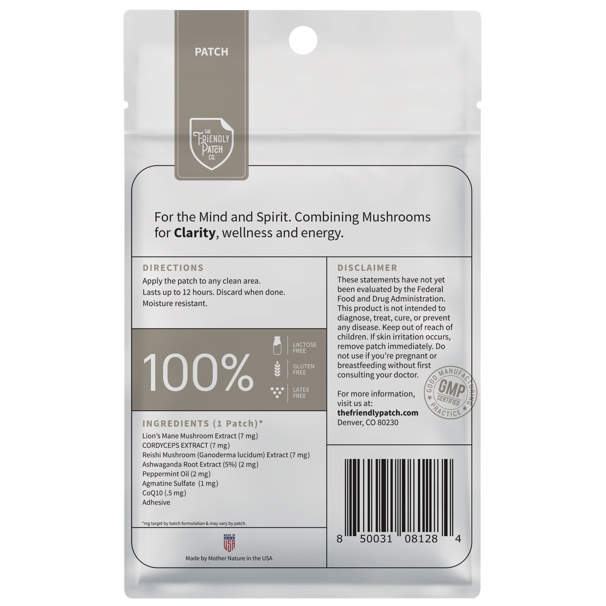 Clarity Focus Patch: Lions Mane Mushroom, Reishi Mushroom, and cordyceps 8 patches - Renee Lane Company