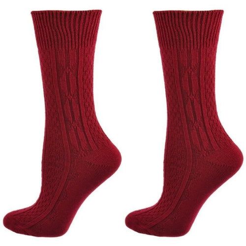 Classic Cable Knit Acrylic Crew Socks 2 pair pack - Renee Lane Company