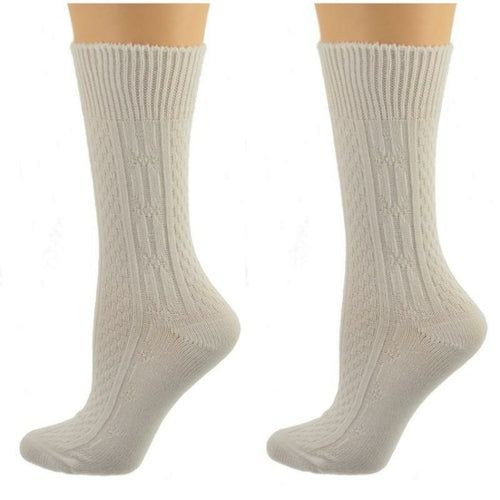Classic Cable Knit Acrylic Crew Socks 2 pair pack - Renee Lane Company