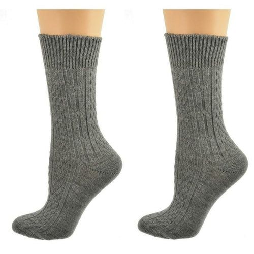 Classic Cable Knit Acrylic Crew Socks 2 pair pack - Renee Lane Company