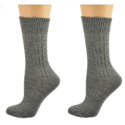 Classic Cable Knit Acrylic Crew Socks 2 pair pack - Renee Lane Company