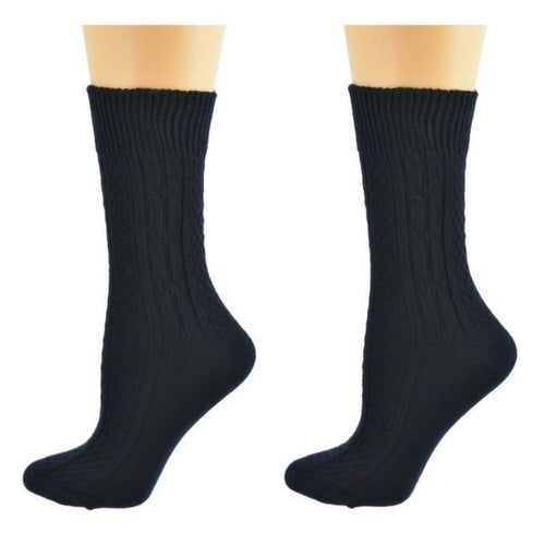 Classic Cable Knit Acrylic Crew Socks 2 pair pack - Renee Lane Company