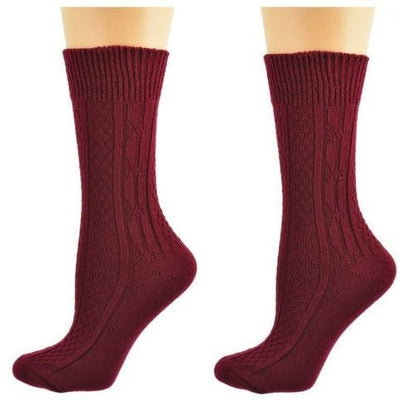Classic Cable Knit Acrylic Crew Socks 2 pair pack - Renee Lane Company