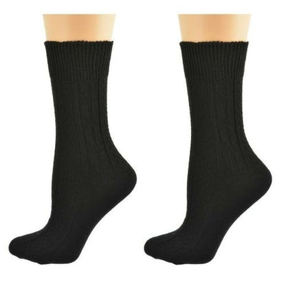Classic Cable Knit Acrylic Crew Socks 2 pair pack - Renee Lane Company