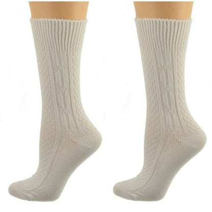 Classic Cable Knit Acrylic Crew Socks 2 pair pack - Renee Lane Company