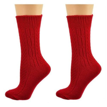 Classic Cable Knit Acrylic Crew Socks 2 pair pack - Renee Lane Company