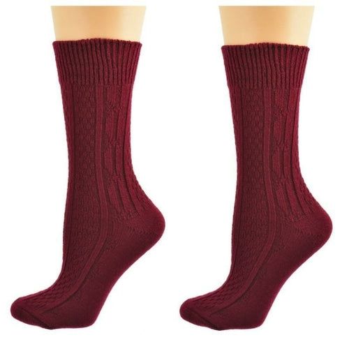 Classic Cable Knit Acrylic Crew Socks 2 pair pack - Renee Lane Company