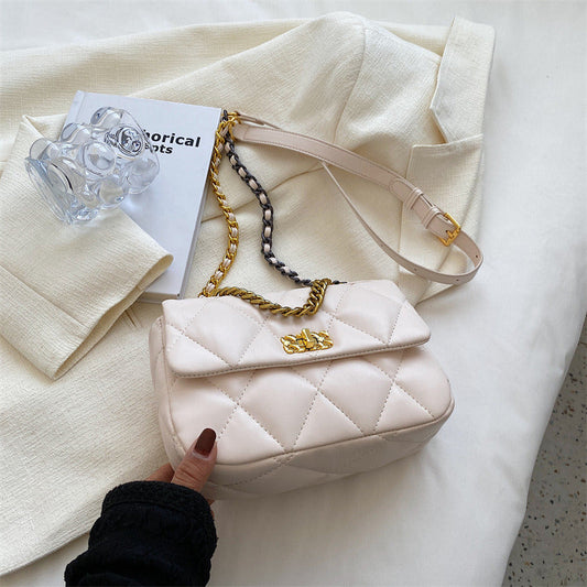 Classic Diamond Sewing Handbags For Women 2022 New Female Summer Trendy Metal Buckle Square Bags Ladies Shoulder Bags With Chain - Renee Lane Company