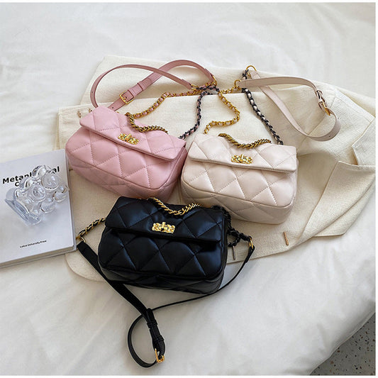 Classic Diamond Sewing Handbags For Women 2022 New Female Summer Trendy Metal Buckle Square Bags Ladies Shoulder Bags With Chain - Renee Lane Company