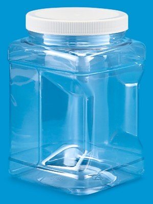 Clear Food Grade PET Plastic Square Grip Storage Jar w/Cap - 48 Fluid Ounces - 6-Jar Pack (4-5 Cup Storage Capacity) by Pride Of India 48 oz - Renee Lane Company