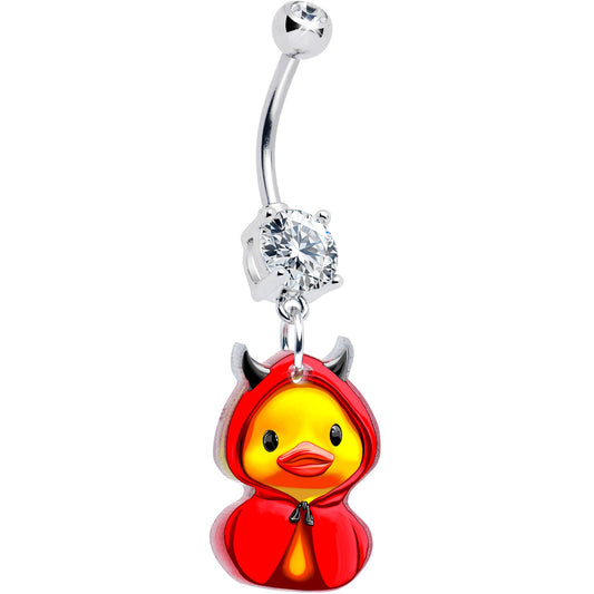 Clear Gem Hot Litle Devil Duck Dangle Belly Ring by Onyx O - Renee Lane Company