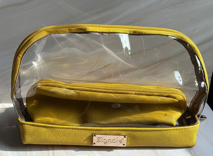 Clear Toiletry Bag Set – Light Yellow Duo (2-Piece) - Renee Lane Company