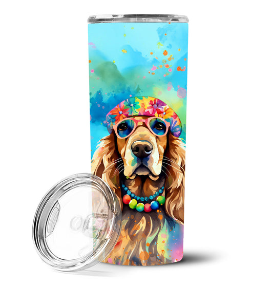 Cocker Spaniel Hippie Dawg Stainless Steel Skinny Tumbler Vacuum Double Walled Reusable Insulated Tumbler Travel Cup for Coffee Cocktails Gift with Lid, 20 oz - Renee Lane Company