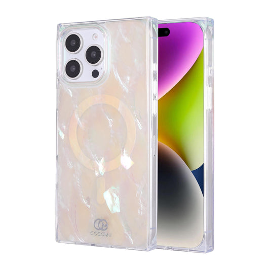 Cocomii - Rectangle Case Compatible with iPhone 13 - Compatible with MagSafe, Real Mother of Pearl, Opalescent Seashell, Glossy, Magnetic Phone Case for iPhone 13 6.1 inch, Iridescent - Renee Lane Company