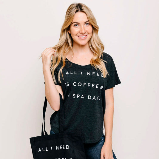 Coffee & A Spa Day Women's T-Shirt | Lucky Owl - Renee Lane Company