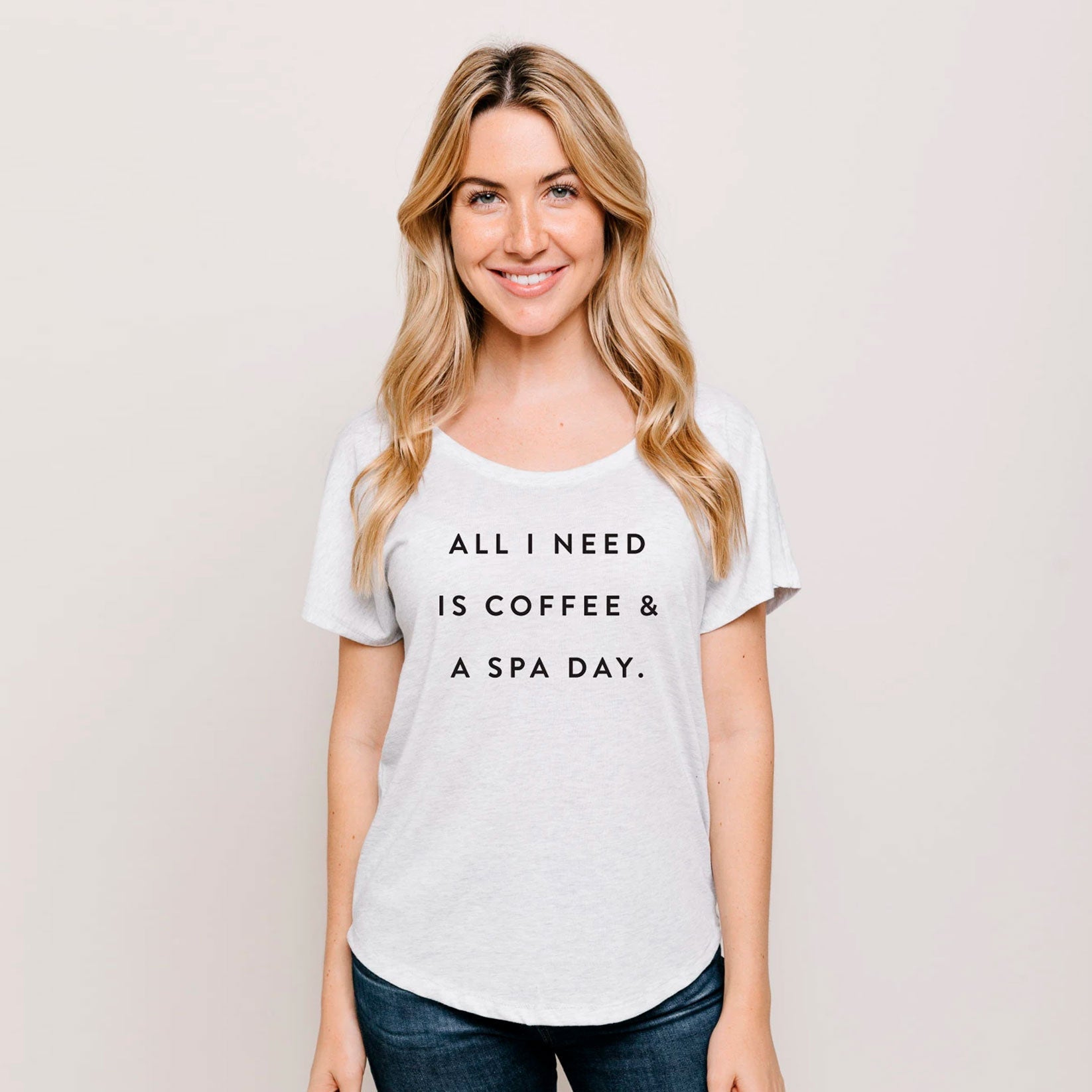 Coffee & A Spa Day Women's T-Shirt | Lucky Owl - Renee Lane Company