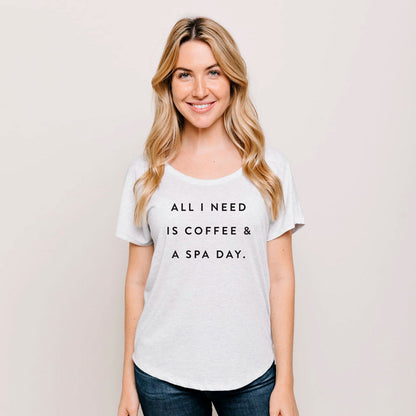Coffee & A Spa Day Women's T-Shirt | Lucky Owl - Renee Lane Company