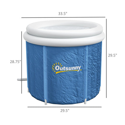 Cold Plunge Tub, Portable Ice Bath Cold Water Therapy Tub with Thermo Lid, for Athletes Recovery, Dark Blue - Renee Lane Company