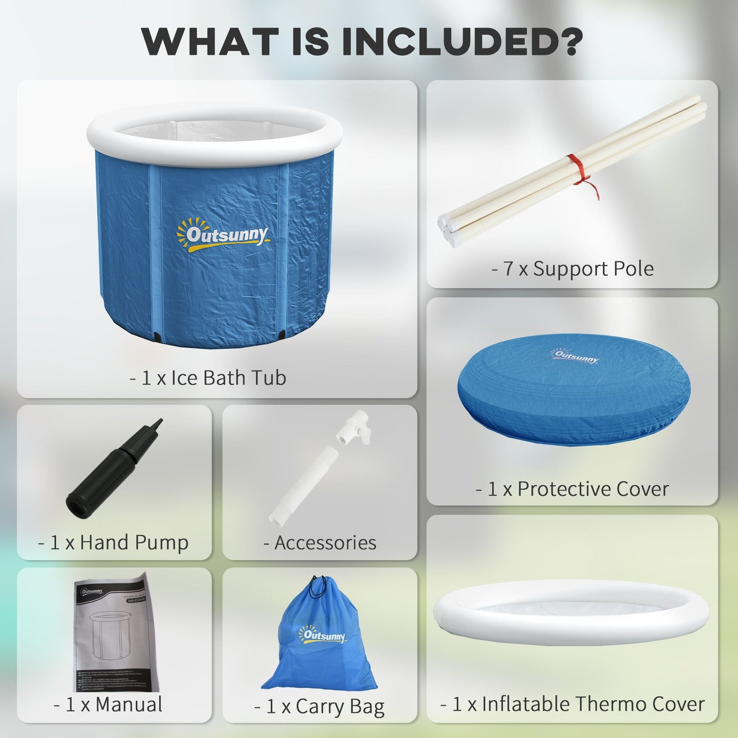 Cold Plunge Tub, Portable Ice Bath Cold Water Therapy Tub with Thermo Lid, for Athletes Recovery, Dark Blue - Renee Lane Company