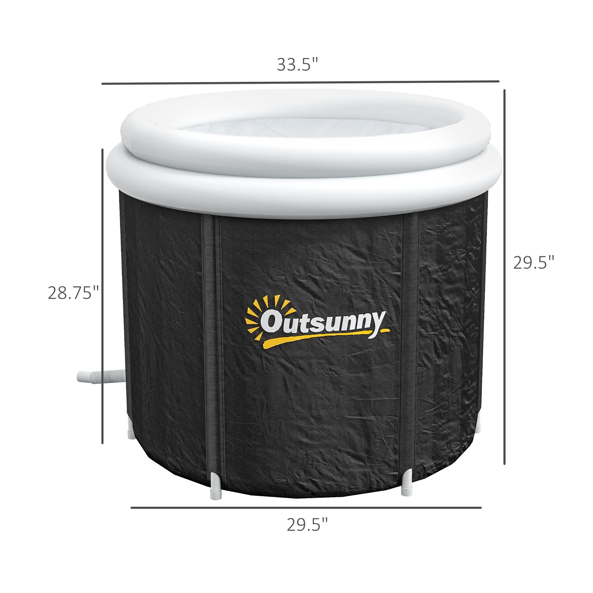 Cold Plunge Tub, Portable Ice Bath with Thermo Lid for Athletes' Recovery, Black - Renee Lane Company