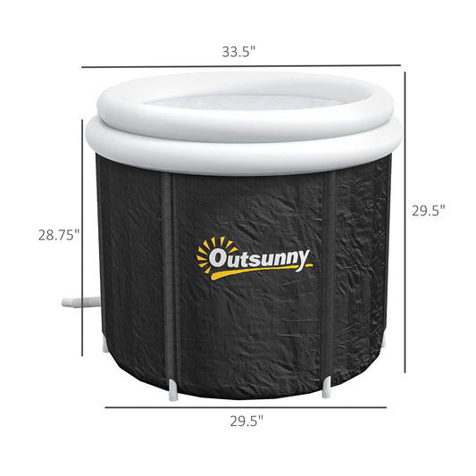 Cold Plunge Tub, Portable Ice Bath with Thermo Lid for Athletes' Recovery, Black - Renee Lane Company