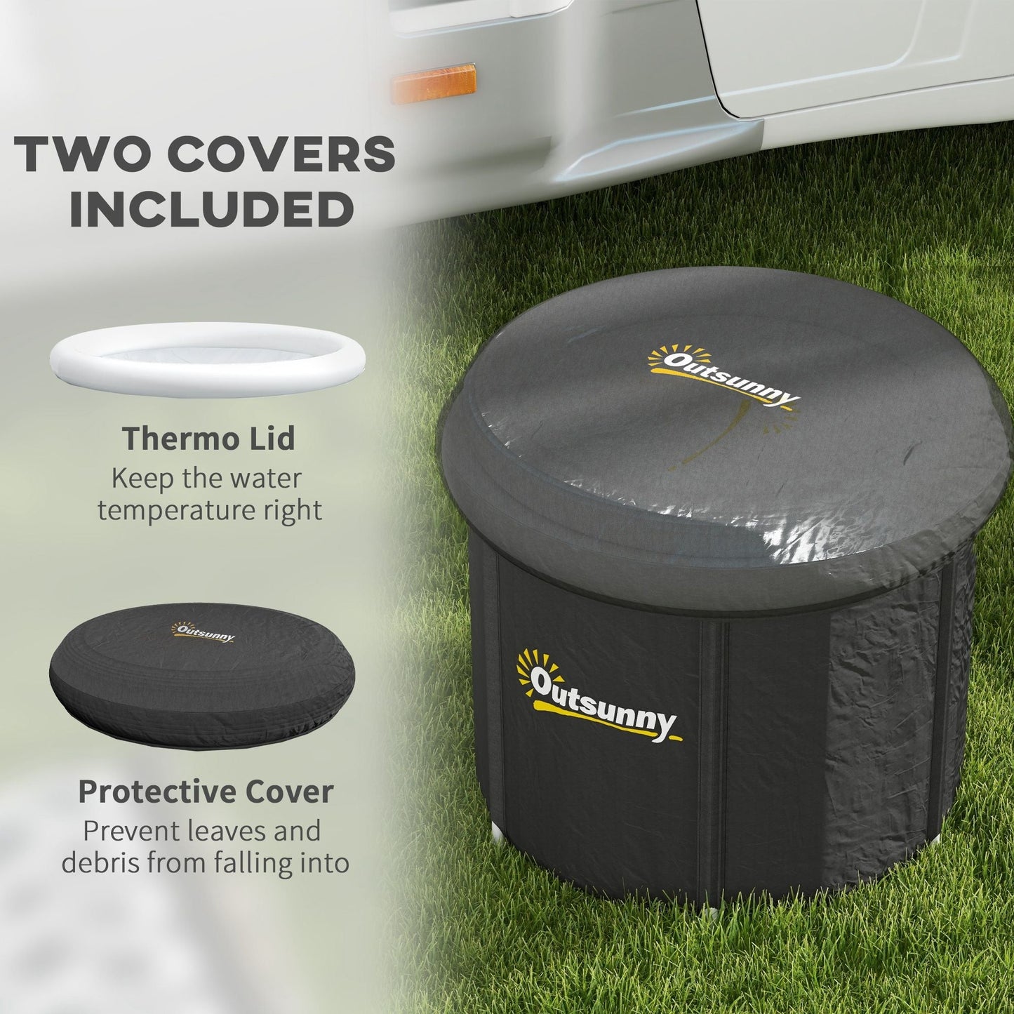 Cold Plunge Tub, Portable Ice Bath with Thermo Lid for Athletes' Recovery, Black - Renee Lane Company