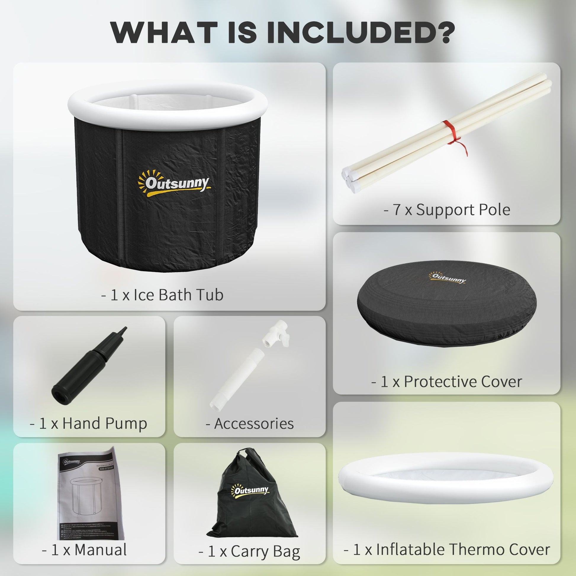 Cold Plunge Tub, Portable Ice Bath with Thermo Lid for Athletes' Recovery, Black - Renee Lane Company