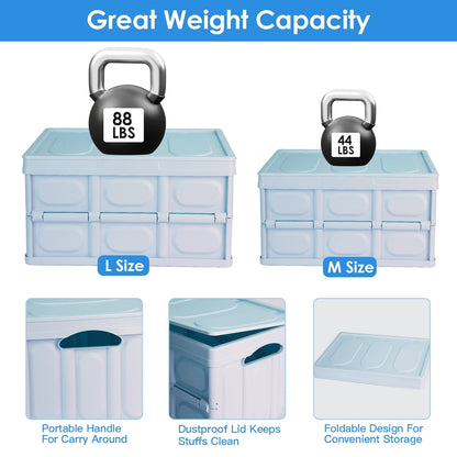Collapsible Storage Bins With Dustproof Lid Waterproof Interior Bag Handle Stackable Storage Box Container Utility Organizer Crate For Camping Fishing Living Room - Renee Lane Company