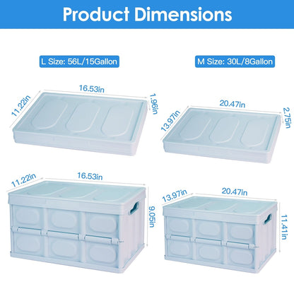 Collapsible Storage Bins With Dustproof Lid Waterproof Interior Bag Handle Stackable Storage Box Container Utility Organizer Crate For Camping Fishing Living Room - Renee Lane Company
