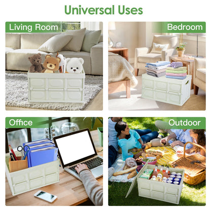 Collapsible Storage Bins With Dustproof Lid Waterproof Interior Bag Handle Stackable Storage Box Container Utility Organizer Crate For Camping Fishing Living Room - Renee Lane Company