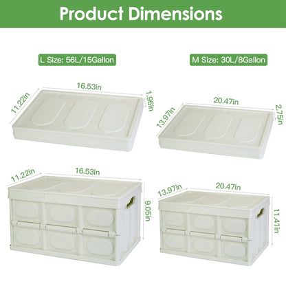 Collapsible Storage Bins With Dustproof Lid Waterproof Interior Bag Handle Stackable Storage Box Container Utility Organizer Crate For Camping Fishing Living Room - Renee Lane Company