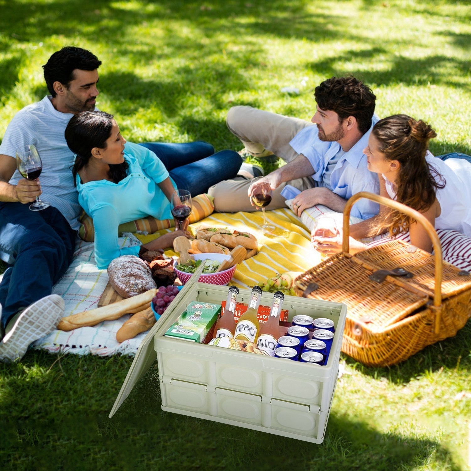 Collapsible Storage Bins With Dustproof Lid Waterproof Interior Bag Handle Stackable Storage Box Container Utility Organizer Crate For Camping Fishing Living Room - Renee Lane Company