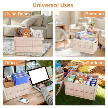 Collapsible Storage Bins With Dustproof Lid Waterproof Interior Bag Handle Stackable Storage Box Container Utility Organizer Crate For Camping Fishing Living Room - Renee Lane Company