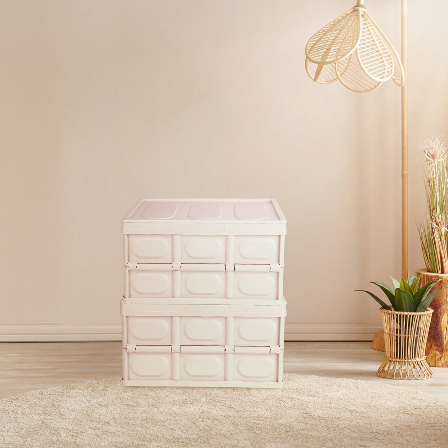 Collapsible Storage Bins With Dustproof Lid Waterproof Interior Bag Handle Stackable Storage Box Container Utility Organizer Crate For Camping Fishing Living Room - Renee Lane Company