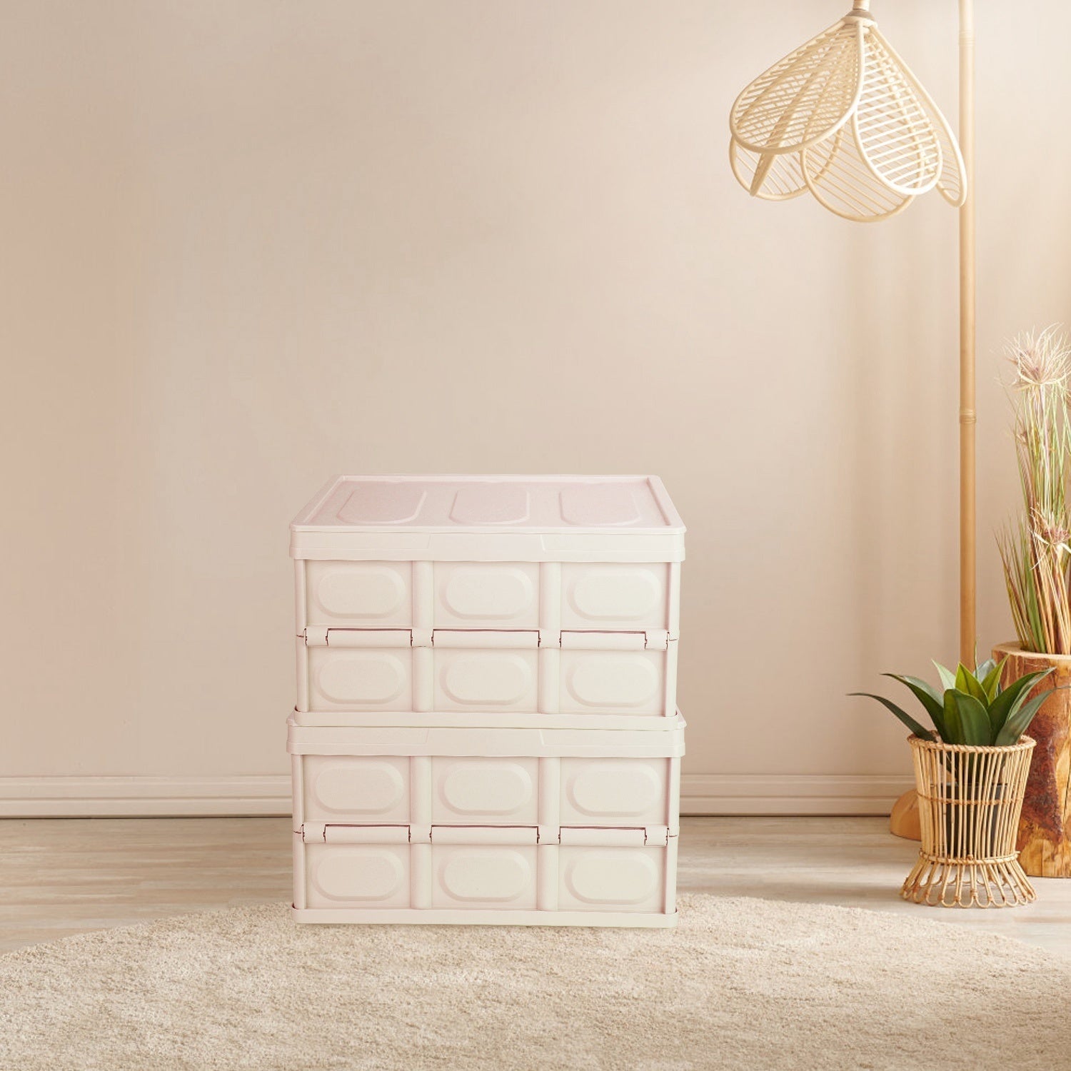 Collapsible Storage Bins With Dustproof Lid Waterproof Interior Bag Handle Stackable Storage Box Container Utility Organizer Crate For Camping Fishing Living Room - Renee Lane Company