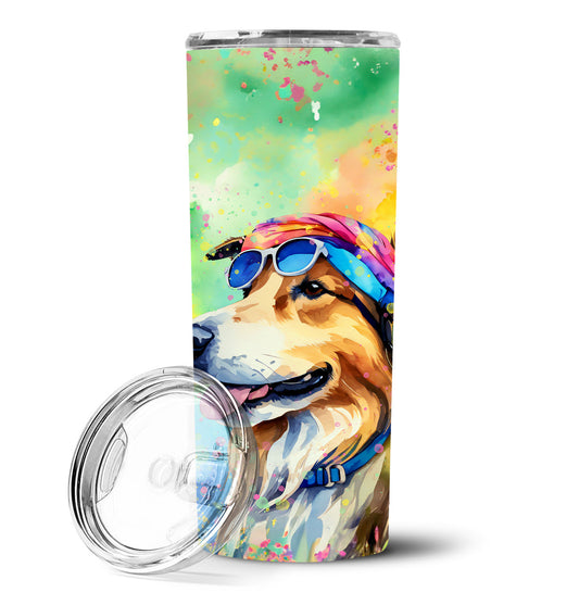 Collie Hippie Dawg Stainless Steel Skinny Tumbler Vacuum Double Walled Reusable Insulated Tumbler Travel Cup for Coffee Cocktails Gift with Lid, 20 oz - Renee Lane Company