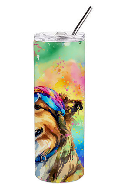 Collie Hippie Dawg Stainless Steel Skinny Tumbler Vacuum Double Walled Reusable Insulated Tumbler Travel Cup for Coffee Cocktails Gift with Lid, 20 oz - Renee Lane Company
