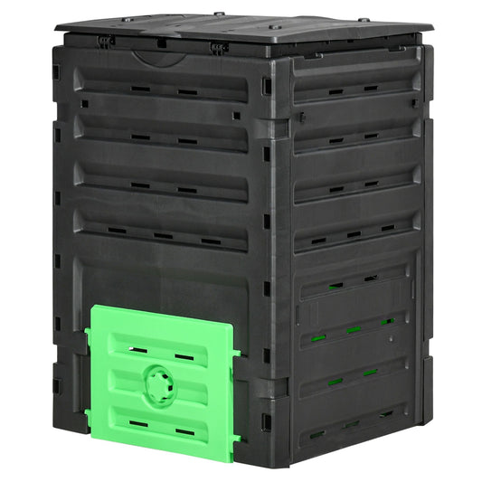 Compost Bin, Garden Composter with 80 Vents and 2 Sliding Doors, 120 Gallon (450L), Black - Renee Lane Company