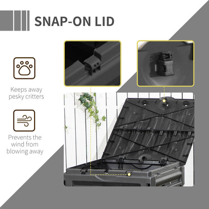 Compost Bin, Garden Composter with 80 Vents and 2 Sliding Doors, 120 Gallon (450L), Black - Renee Lane Company