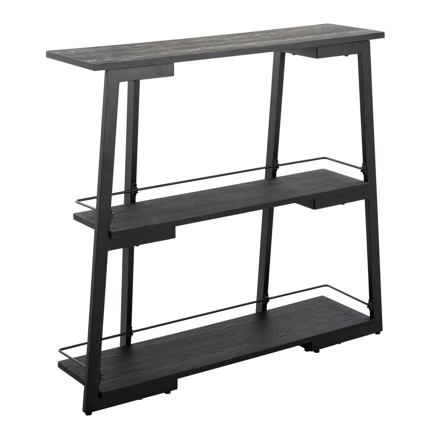 Converge Industrial Bookcase in Black Steel and Black Bamboo by - Renee Lane Company