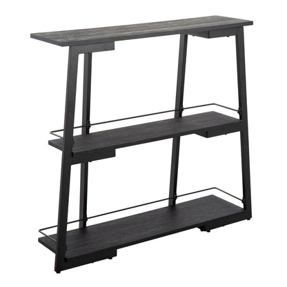 Converge Industrial Bookcase in Black Steel and Black Bamboo by - Renee Lane Company
