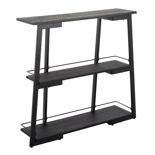 Converge Industrial Bookcase in Black Steel and Black Bamboo by - Renee Lane Company
