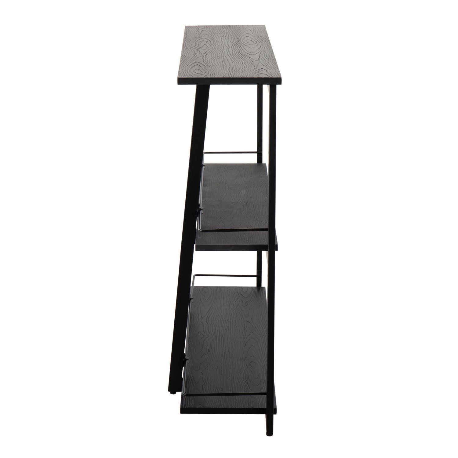 Converge Industrial Bookcase in Black Steel and Black Bamboo by - Renee Lane Company