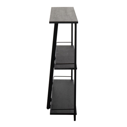 Converge Industrial Bookcase in Black Steel and Black Bamboo by - Renee Lane Company